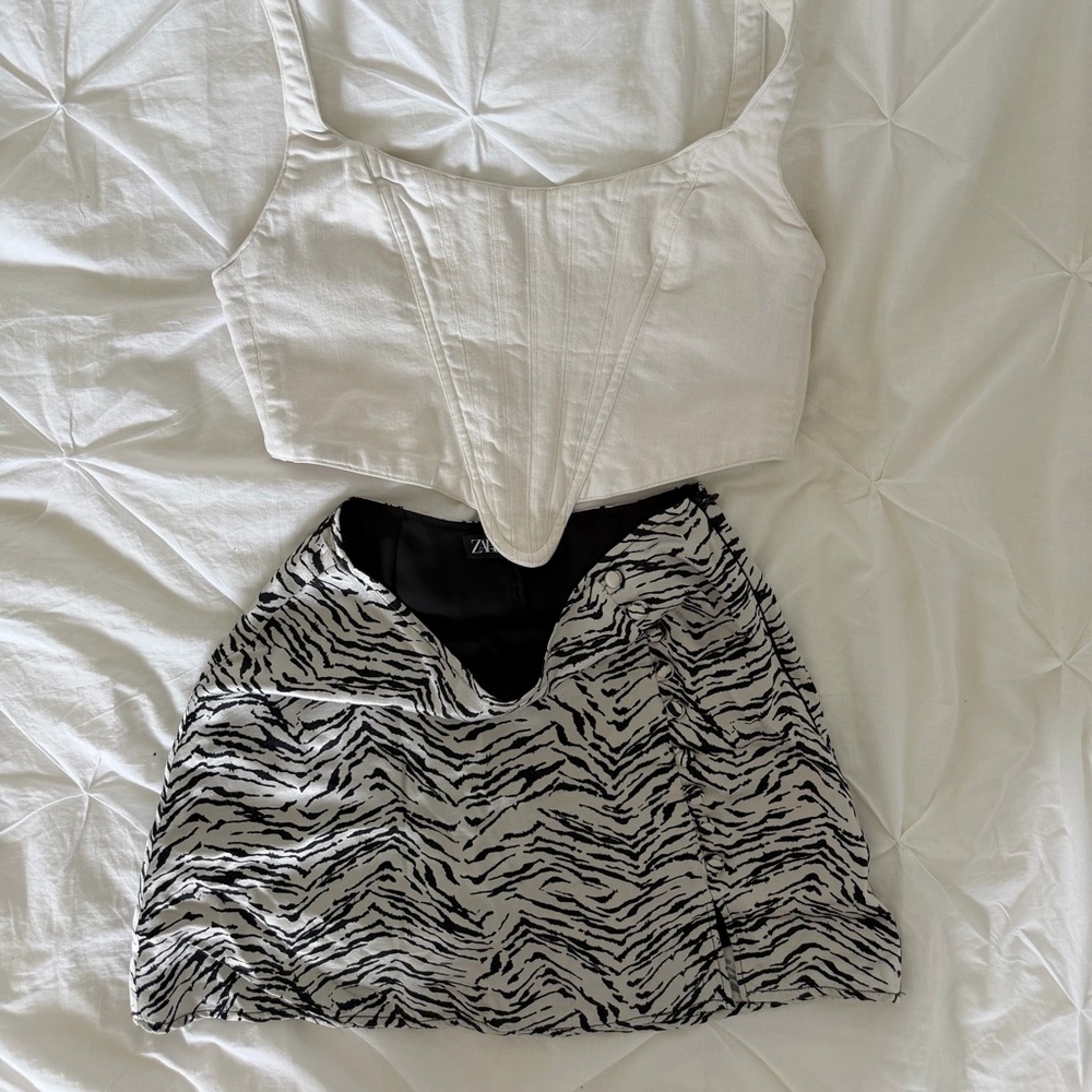 Zara Satin Mini Zebra Print Skirt